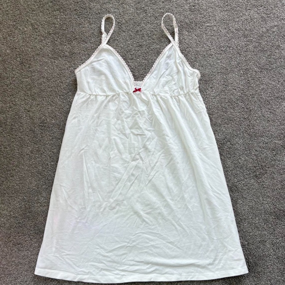 Brandy Melville White Dress with Red Stitching